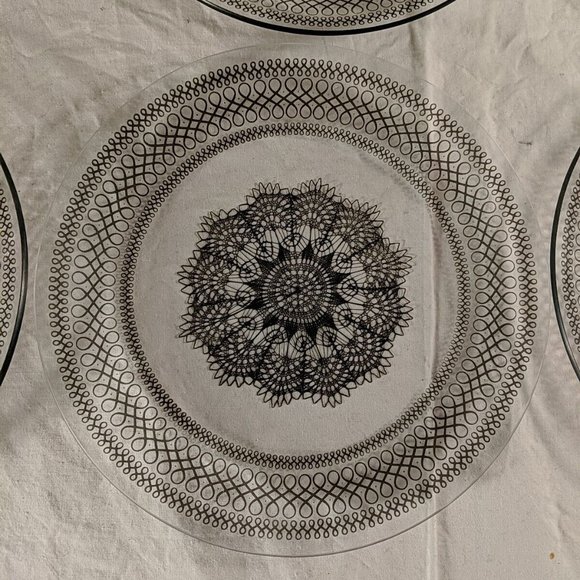 1951 Chance Glass Serving Plate and 6 dessert plates, set of 7 Black Lace - Picture 3 of 13